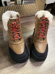 UGG Kids Shearling Winter Hiker Boots Lug Sole Side Zip Brown Size 1