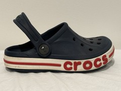 Crocs Classic Clogs w/Heel Strap – Navy, Red & White w/Logo – Toddler Size 10