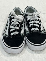 VANS Old Skool Ward Low Checkered Sneakers Black White Kids Size 3 Canvas