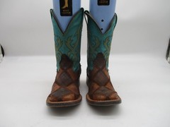 Texas Bunkhouse Handcrafted Leather Square Toe Kids Boots Size Mex 18