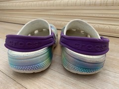 Crocs Clogs Multicolor Perforated Graphic Purple Strap Girls Size J1