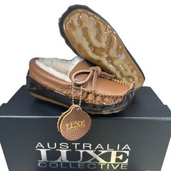 Australia LUXE Collective Moccasin Slipper Shoe Woolmark Dipped RARE HTF KIDS 8