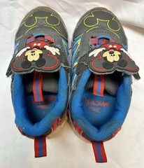 Mickey Mouse Light Up Strap Athletic Sneakers Kids Sz 7Black Blue Red BTMC40AC