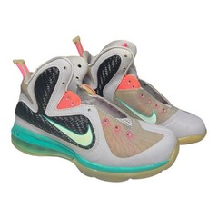 Used LeBron 9 GS Sz 4Y W6South Beach Wolf Grey/Mnt Cndy-Nw Grn-Pnk
