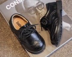 Black PU Leather Shoe with Lace
