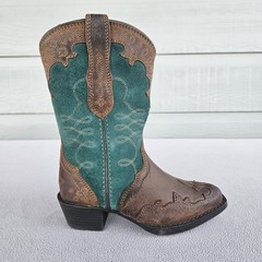 Ariat Zealous Western Pointed Toe Brown Green Leather Boot Toddler SZ 8