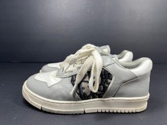 Dior Kids‘ B27 Uptown Sneakers Grey/White Leather and Oblique Canvas Sz 13C