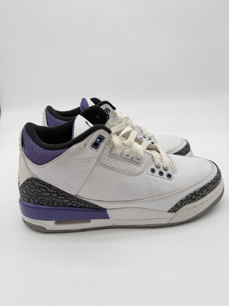 Nike Air Jordan 3 Retro Dark Iris DM0967-105 Youth Size 7Y White Purple Sneakers