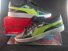 Puma Smash V2 Future U Jr Sneakers Black Mint Green Youth Size 6.5 EUC