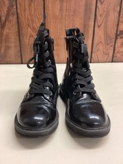Thereabouts Boots Kids Size 13 Black Combat Ankle Lace Up Zip Patent Fall