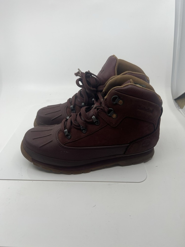 Timberland Euro Hiker Rubber Shell Toe Boot Red Maroon Nubuck Size 6.5 Boys