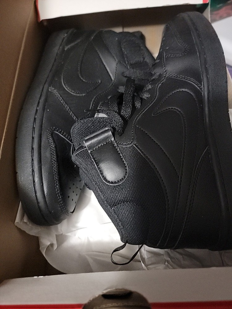 Size 6 Y – Nike Court Borough 2 Mid Black On Black NEW IN BOX