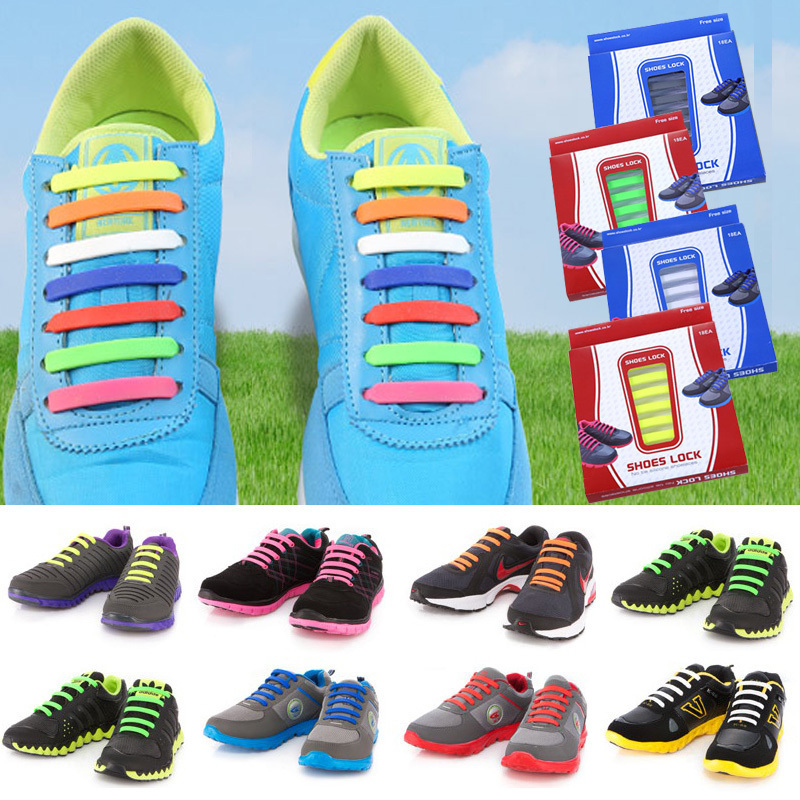 No Tie Athletic Elastic SILICONE SHOES LOCK Sneaker Shoelaces dress shoe lace