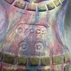 Crocs Classic Tie Dye Clogs Kids Size J2 Pink Blue White Charms Slip On