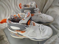 Nike Air Jordan 8 White/Stealth Orange Blaze Size 6Y