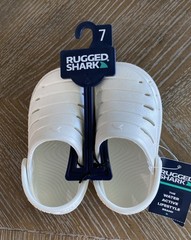 Rugged Shark Swivel Strap EVA Clogs Sandals Pearl White Toddler Unisex Sz 7