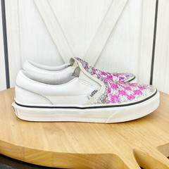 Vans Classic Sneaker Kids 3 Leather Flip Sequin Slip On Shoe White Pink Silver