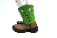 Old West Toddler Size 4 D Green Brown Leather Buckaroo Cowboy Western Boots
