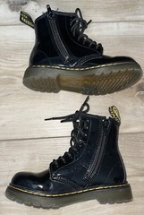Dr. Martens Docs Kids Patent Leather Combat Boots 1460J Black Size 11