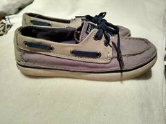 Sperry Top-Sider CRUZ – size 1M / 32.5 EUR – Grey leather trim, light blue canva