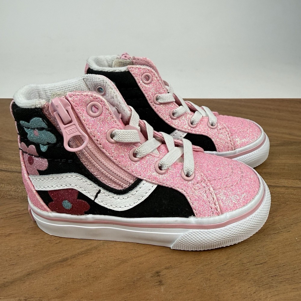 New Toddlers Kids Vans Sk8-Hi Reissue Side Zip Glitter Sneakers Shoes Size 5 C