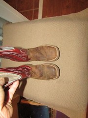 Old West BSC1889 Burgundy Leather Pull On Square Toe Western Boots Kids US 2 D