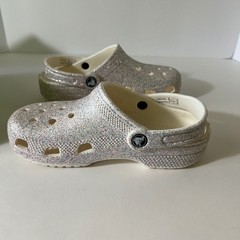 Kids Crocs Classic Glitter Clog White Multicolored Glitter J2