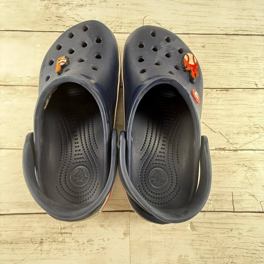 Crocs Crocband Navy Blue Baseball Jibbitz Kids Clogs Size J3 11016