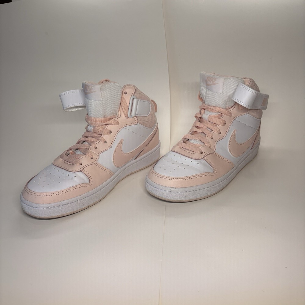 Nike Court Borough Mid 2 Kids Pink White Sneakers Shoes US 5Y EUR 37.5 CD7782-12