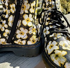 Dr Martens 1460 Pascal Junior Pansy Yellow Black Floral US 2 AirWair Boot Zip Up