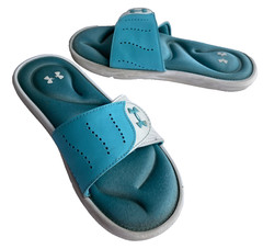 Under Armour Kids Ignite VII Blue/Gray Slide Sandal (Youth Boys or Girls Size 5)