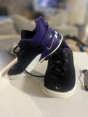 Nike LeBron 18 Black Purple White Low Top Basketball Sneakers Lace Up Teens