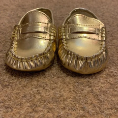 Trumpette Metallic Gold Kids Moccasins Size 3