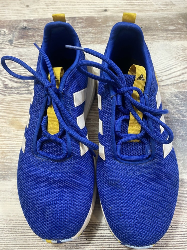Adidas Junior Racer Running Shoes Crew Blue White Yellow Sz 3