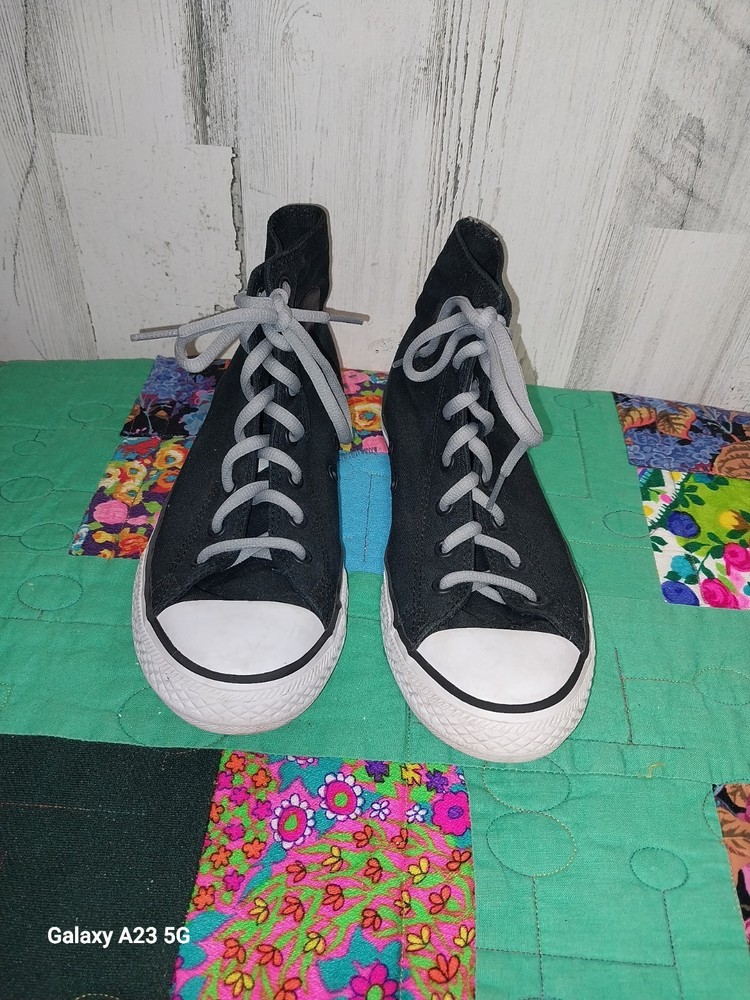 Black Converse All Star High Top Sneaker Size 5 Juniors Gray Camo Accents