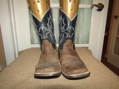 Ariat Brown & Blue Leather Square Toe Cowboy Boots Youth Size 4 Style 10012794