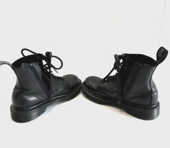 Dr. Martens Pascal Mono 1460 Black Leather Zipper Unisex Kids Combat Boot Size 1