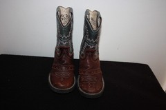 OLD WEST Cowboy Boots CW2559 YOUTH Size 065 Brown Teal Leather Western