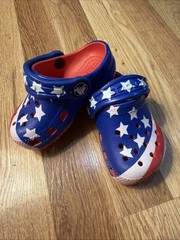 Crocs Classic Clogs American Flag Patriotic size C4 C-4 Toddler / Baby EUC