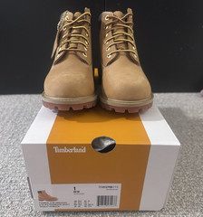 Timberland Premium 6 Inch Waterproof Boot Wheat Nubuck Size 1 PreSchool New
