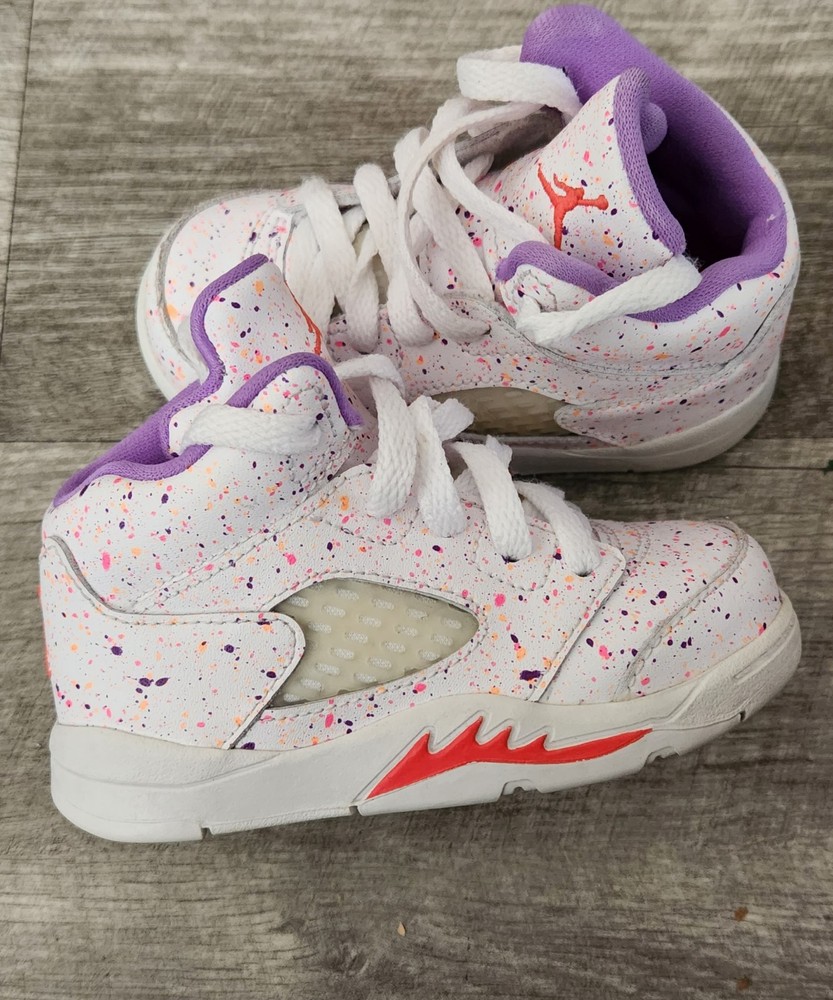 Nike Air Jordan 5 Retro SE Easter Laser Crimson Splatter Size 6C CT1700-100