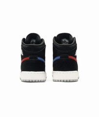 NEW Jordan 1 Mid Multi-Color Swoosh Black Retro Red Blue 554725-065 Size 6.5