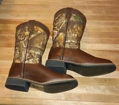 Magellan Outdoors 167265 Realtree Camo Brown Square Toe Western Boots Youth #12