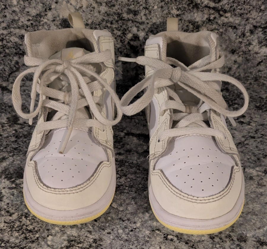 Kids Nike Air Jordan Mid (Td) Sail-Light Laser Orange-White size 10C