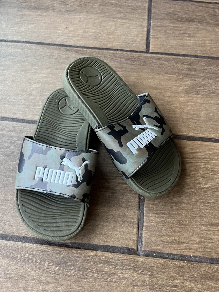 Little Kid’s Size 12 PUMA Cool Cat Camo Slide-on Sandals Slides Shoes Boy’s