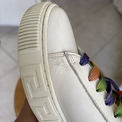 Versace White Greca Rainbow Leather Low-Top Bohemian Kids Size 31-US Size 13