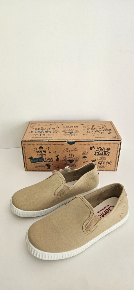 NEW CIENTA CHILDREN SLIP ON SHOES *MADE IN SPAIN* Canvas Beige Size 30