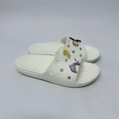 Crocs Classic Slide White Sandals J2 Disney Stitch Jibbitz Charms Kids Shoes