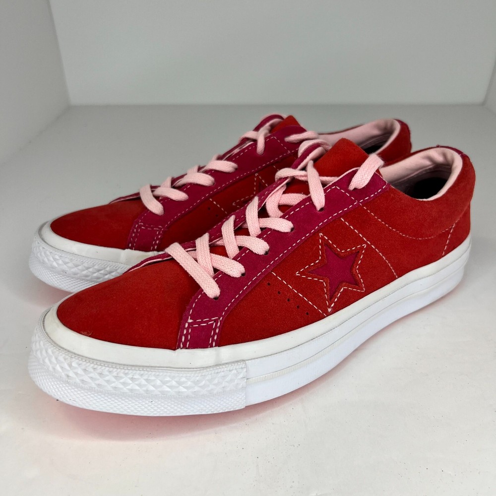 Converse Kids 261791C Enamel Red Pink Pop Leather One Star Low Size 7 Sneakers