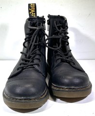 Doc Martens Junior 1460J Softy T Leather Lace Up Boots Black Ankle Zipper • Sz 2